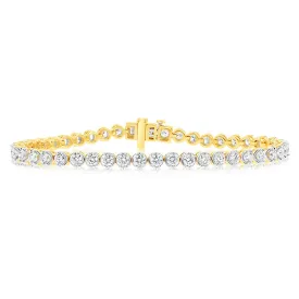 14ct Yellow Gold 3.80Carats Diamond Tennis Bracelet With 46 Brilliant Diamonds 17.5cm