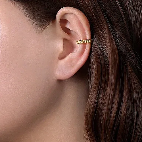 14K Yellow Gold 15MM Spike Hoop Earcuff