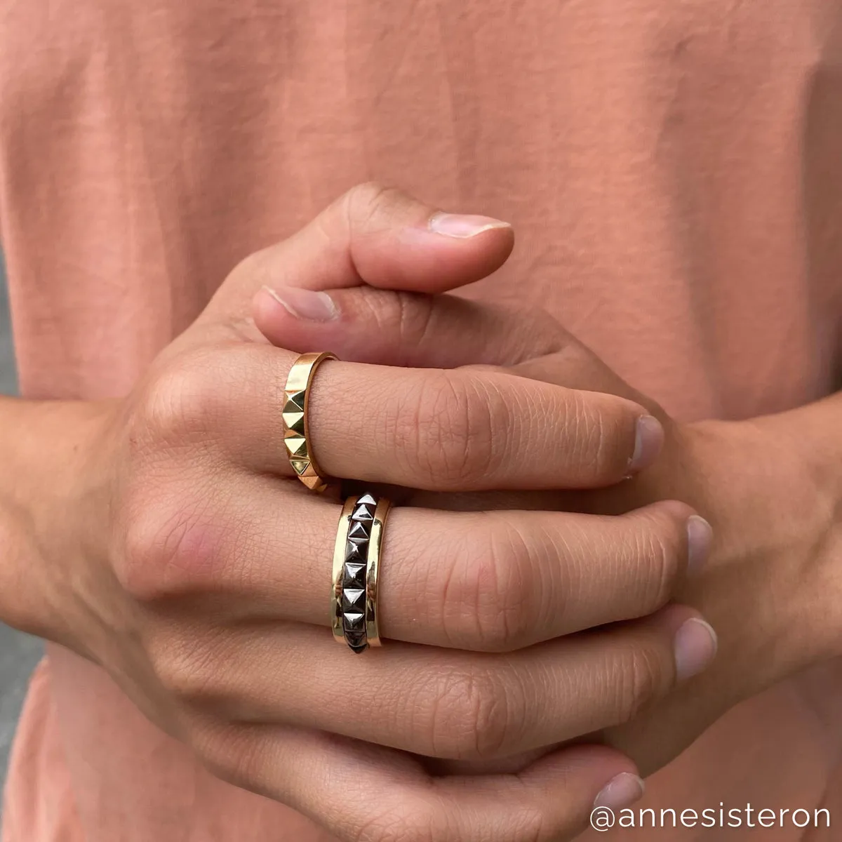 14KT Yellow Gold Black Rhodium Harlow Spike Ring