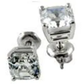 1.5 TCW Asscher Screw Back Cubic Zirconia CZ Earrings