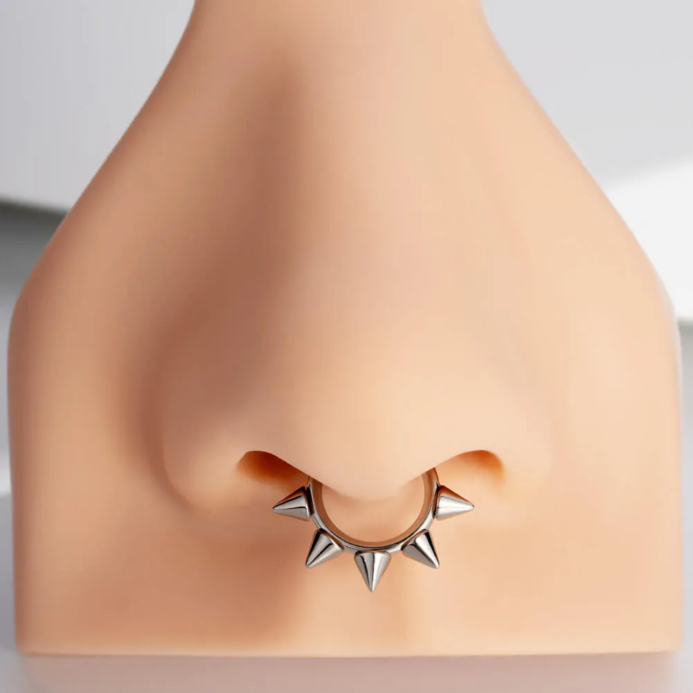 16G Five Cute Spikes Titanium Hinged Septum Ring