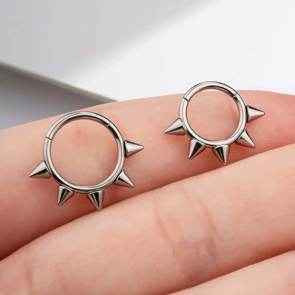 16G Five Cute Spikes Titanium Hinged Septum Ring