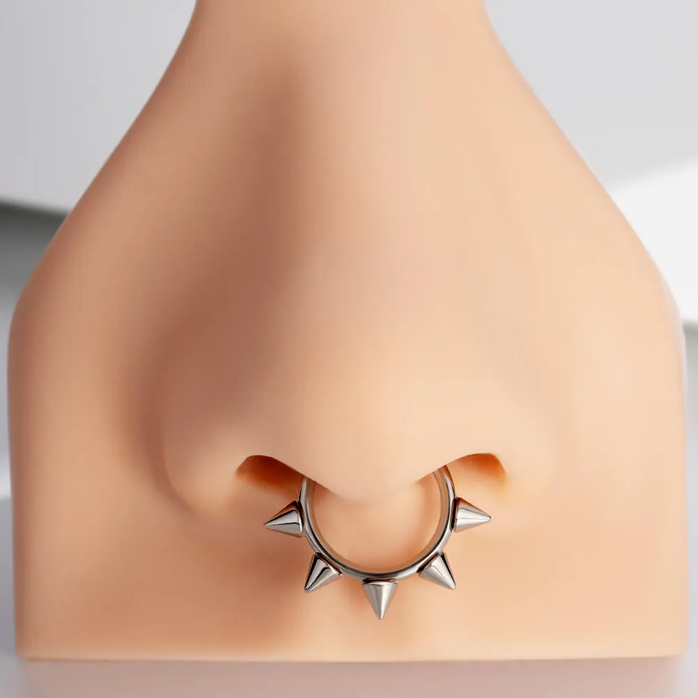 16G Five Cute Spikes Titanium Hinged Septum Ring