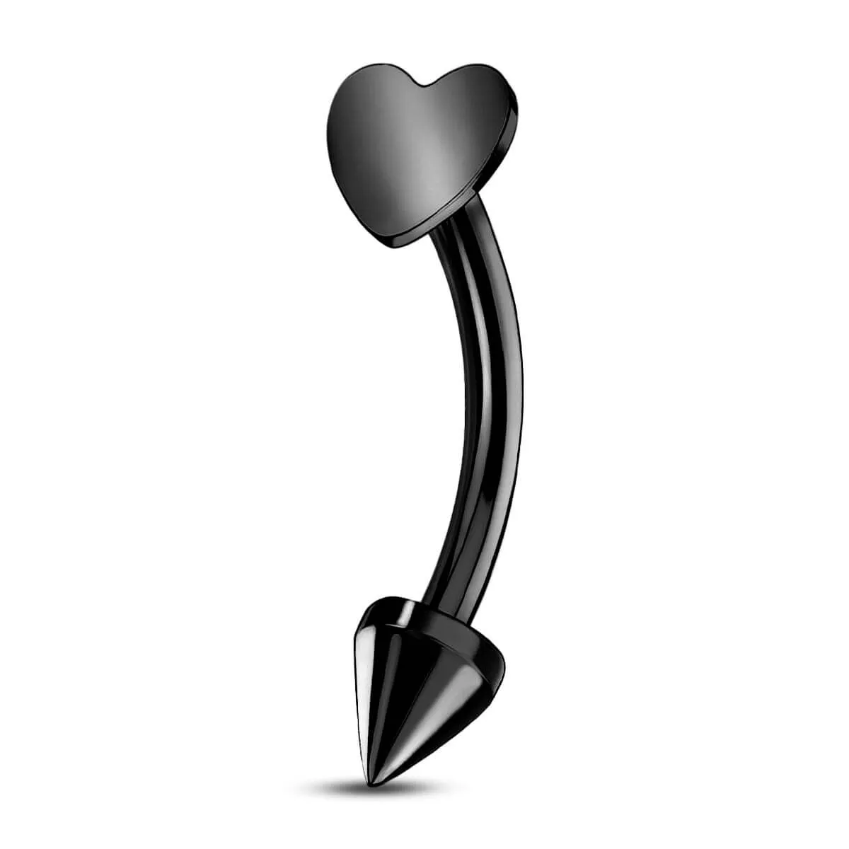 16G Titanium Flat Heart & Spike Eyebrow Rook Ring