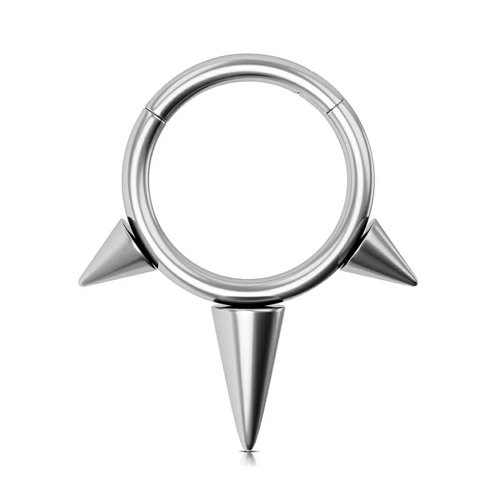 16G Titanium Punk Triple Spikes Septum Clicker Ring