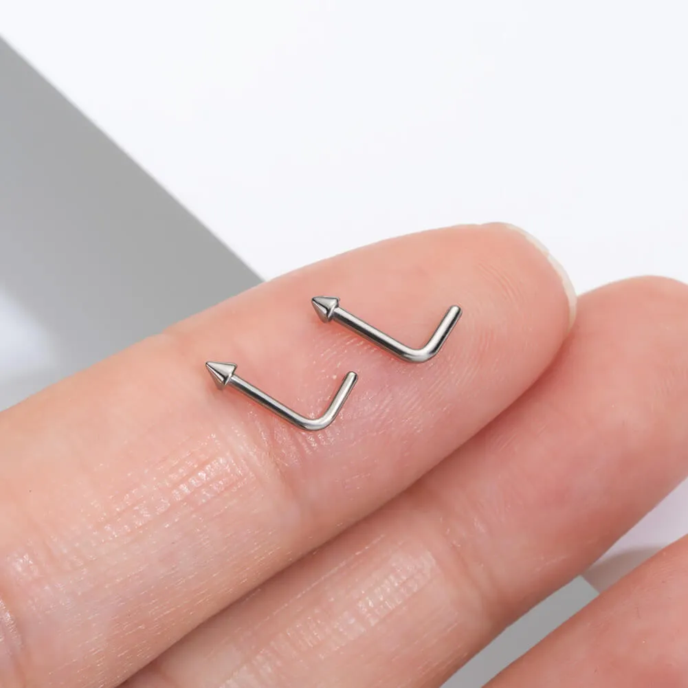 18G/20G Titanium L-shape Spike Nose Stud 2PCS Set