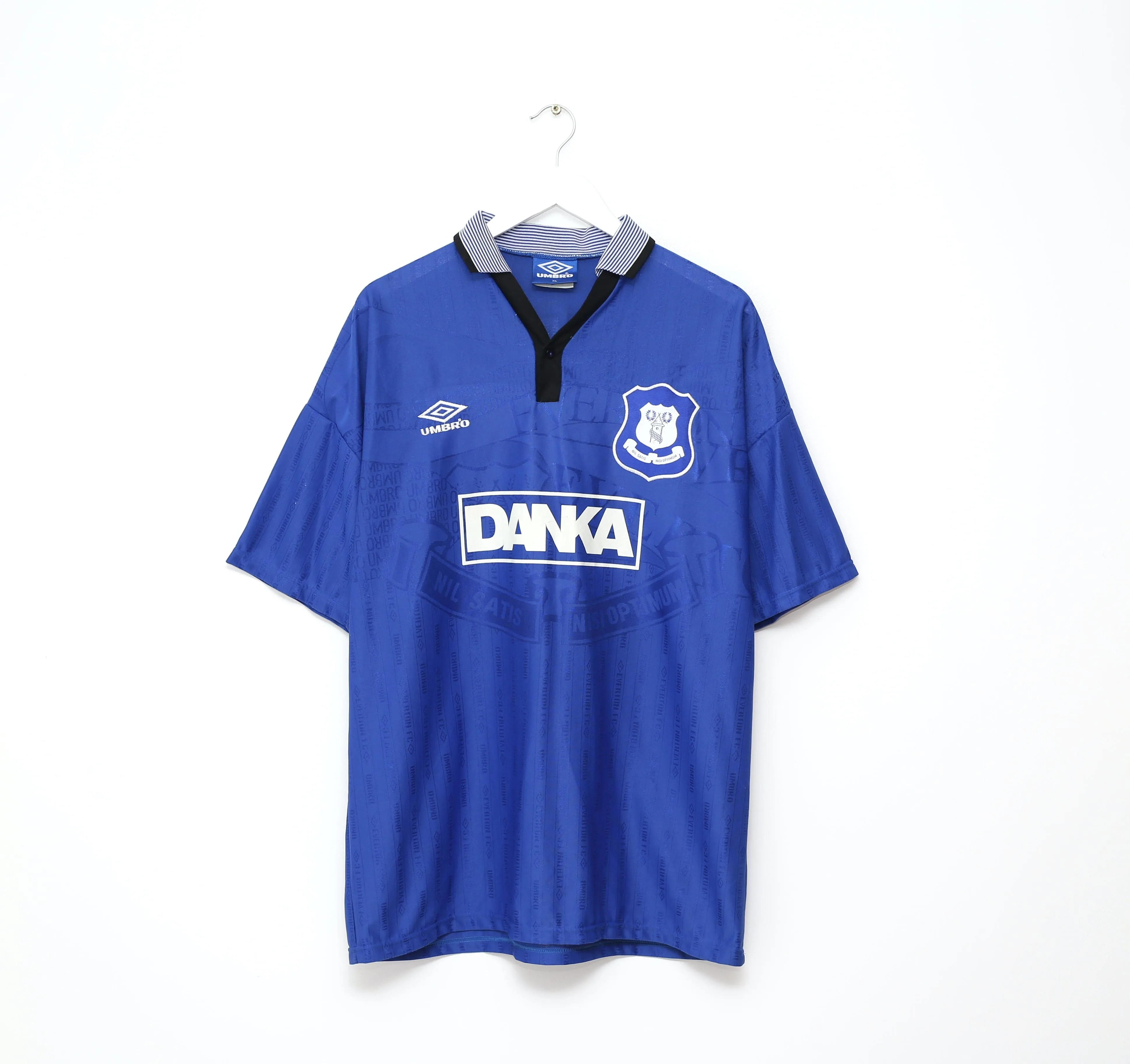 1995/97 KANCHELSKIS #17 Everton Vintage Umbro Home Football Shirt (XL)