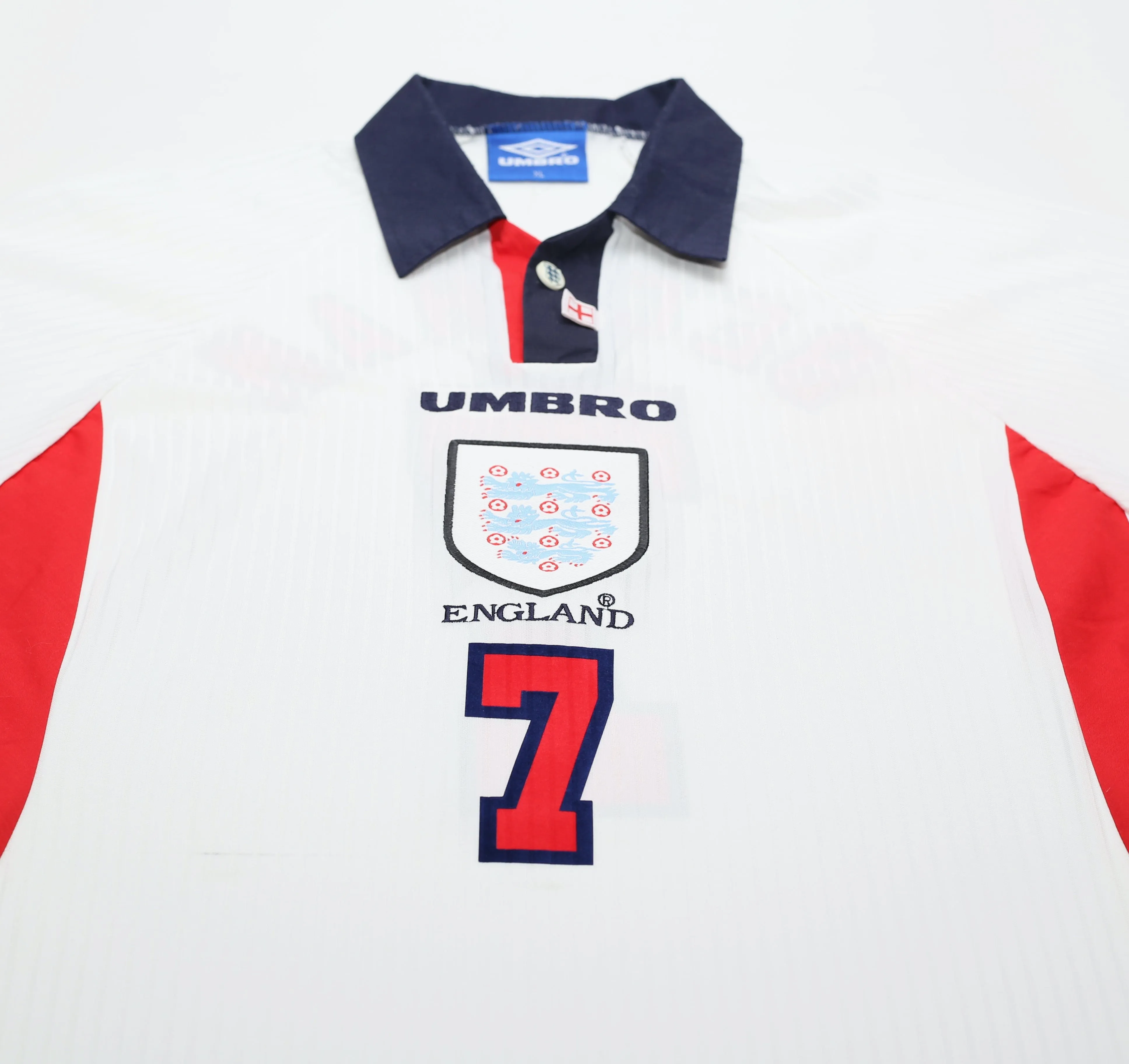 1997/99 BECKHAM #7 England Vintage Umbro Home Football Shirt (XL)