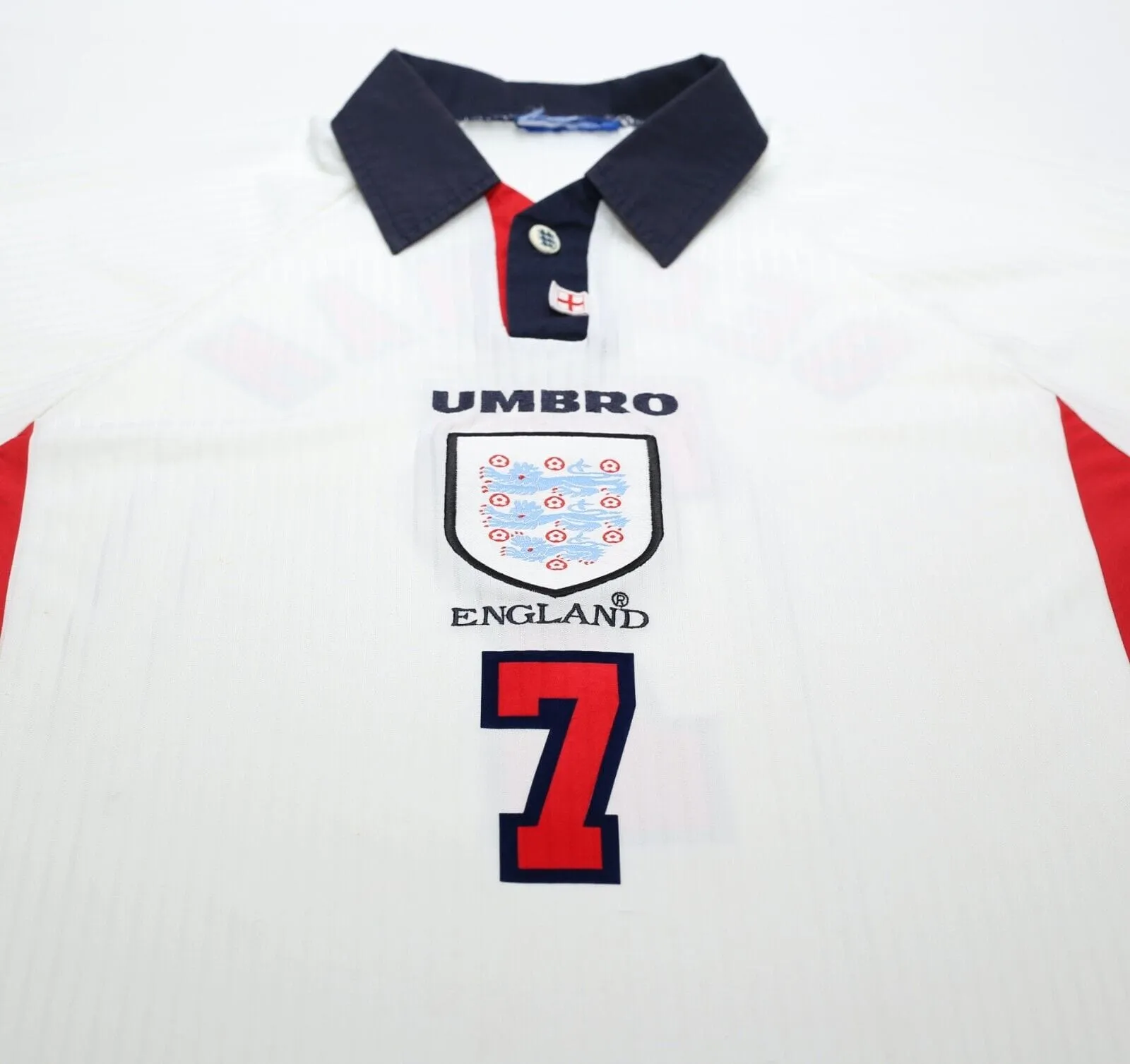 1997/99 BECKHAM #7 England Vintage Umbro Home Football Shirt (XXL) World Cup 98