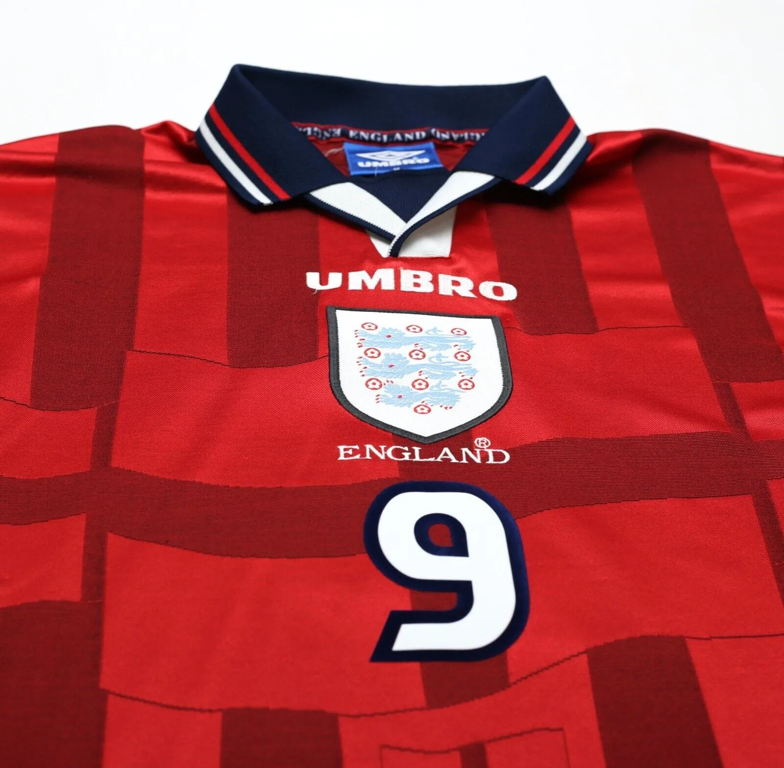 1997/99 SHEARER #9 England Vintage Umbro Away Football Shirt (M) Le Tournoi