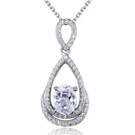 2 Carat Oval Cut Created Zirconia Sterling 925 Silver Pendant Necklace MXFN8017