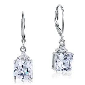 2 Carat Princess Cut Created Zirconia Dangle Drop 925 Sterling Silver Earrings MXFE8094