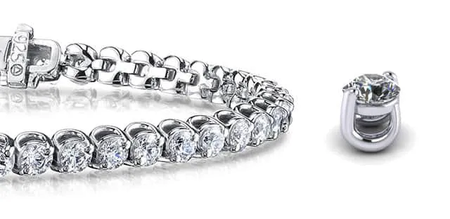 2 Prong Brilliant Round Diamond  Tennis Bracelet with 2.04 ct.(finished) 1.9mm