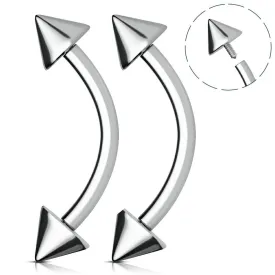 2PCS 14G Titanium Internally Threaded Spike Eyebrow Rook Rings