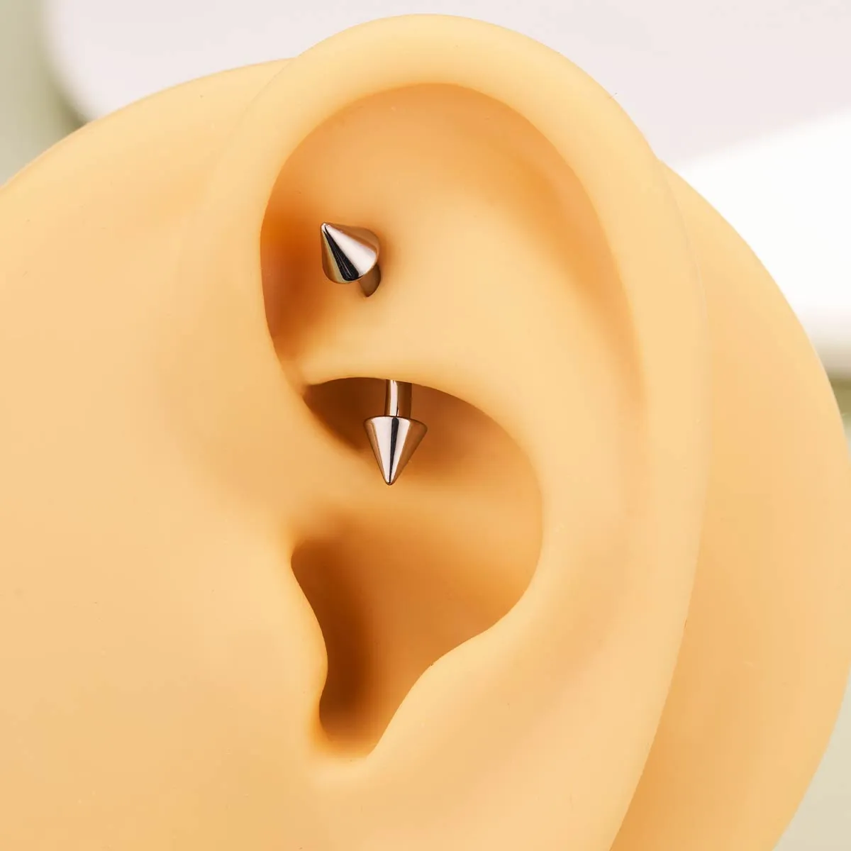 2PCS 14G Titanium Internally Threaded Spike Eyebrow Rook Rings