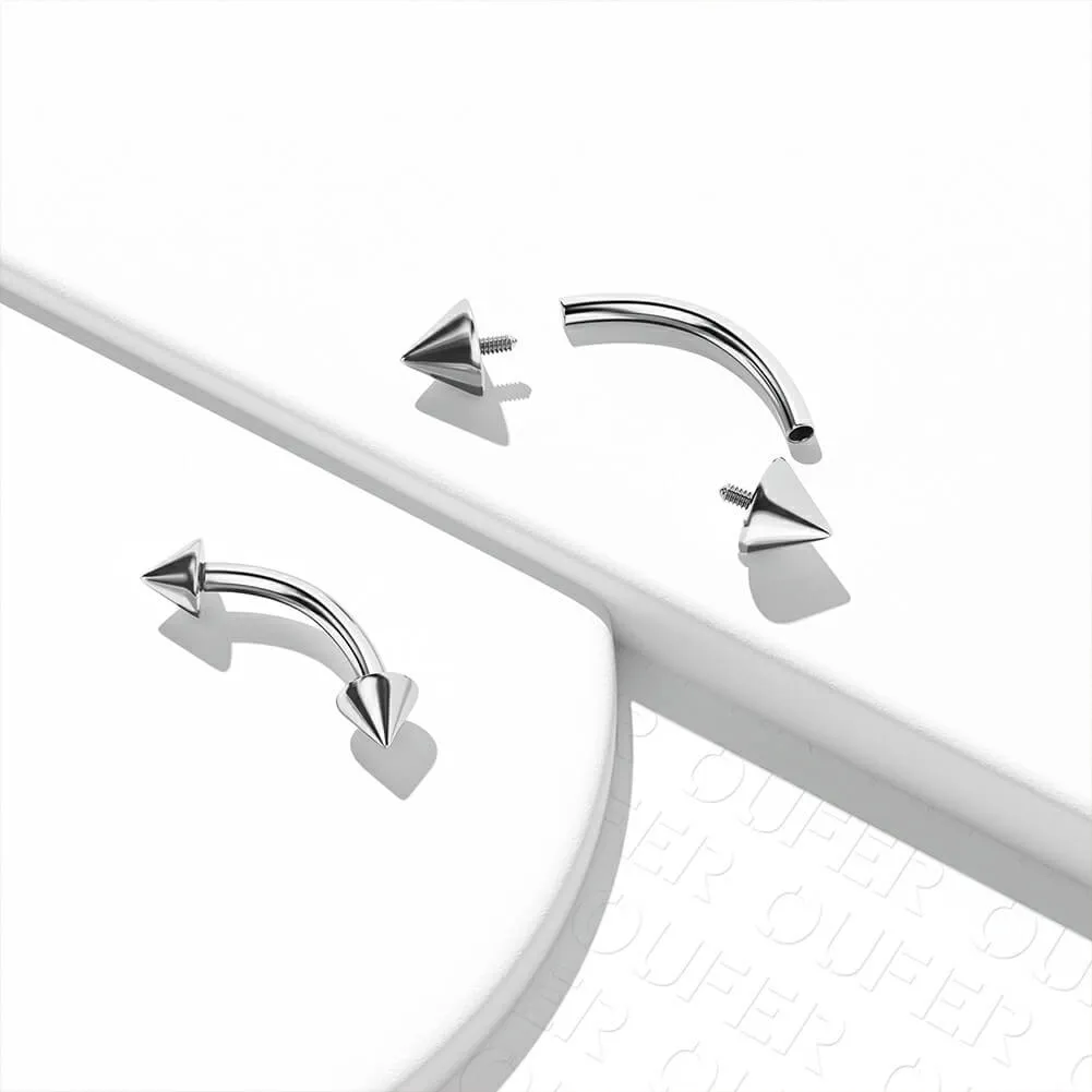 2PCS 16G Titanium Internally Threaded Spike Eyebrow Rook Rings