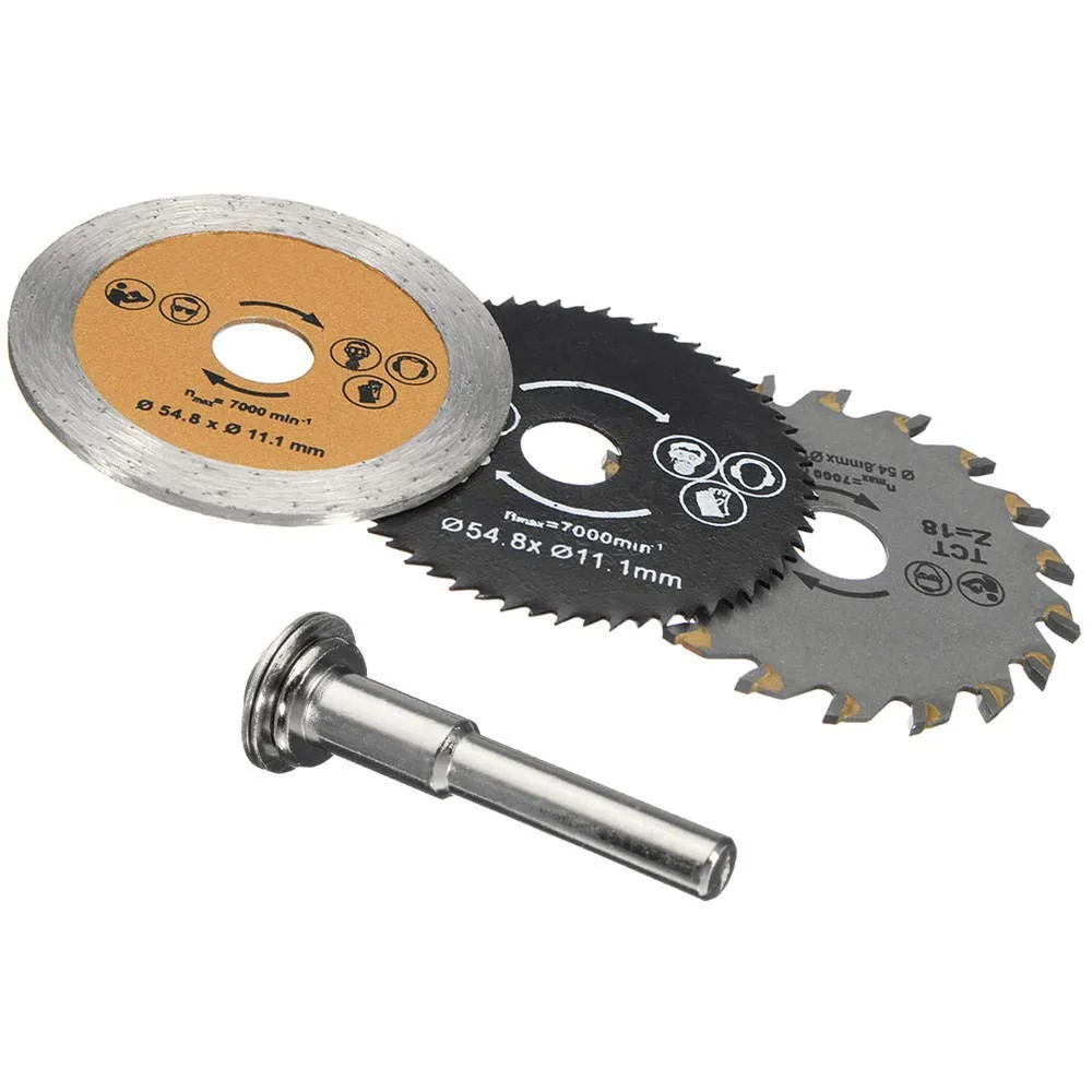 3Pcs 54.8mm HSS Saw Blades With Mandrel (HSS/TCT/DB)