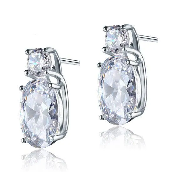 4 Carat Oval Cut 925 Sterling Silver Stud Earrings Jewelry MXFE8107