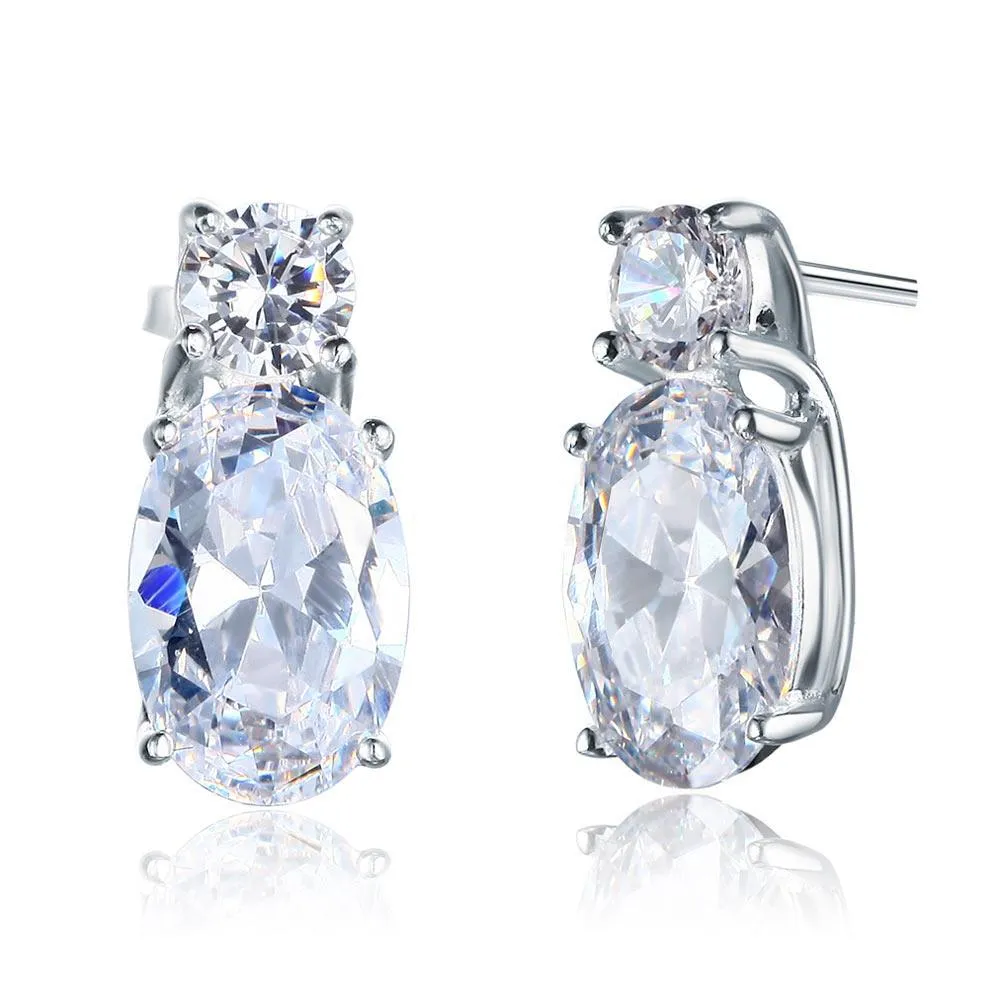 4 Carat Oval Cut 925 Sterling Silver Stud Earrings Jewelry MXFE8107