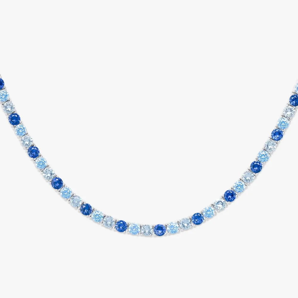 5MM Blue 3 Tone Moissanite Tennis Chain