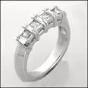 .75 Princess Baguettes Euro Shank Cubic Zirconia Wedding Band 14K White Gold