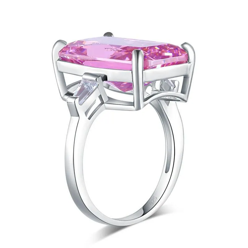 8.5 Carat Pink Created Diamante Stone Solid 925 Sterling Silver Ring Party Luxury Jewelry MXFR8307