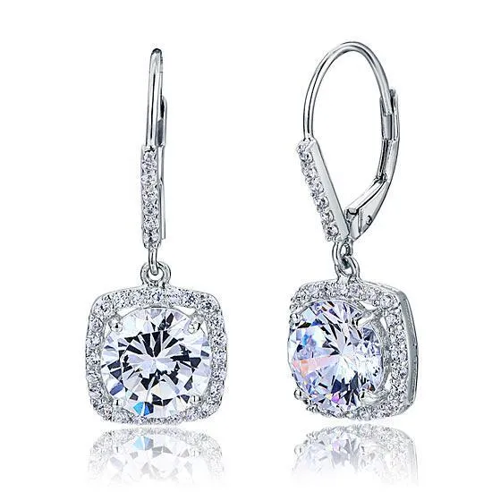 925 Sterling Silver Bridal Wedding Earrings Brilliant Created Zirconia MXFE8122