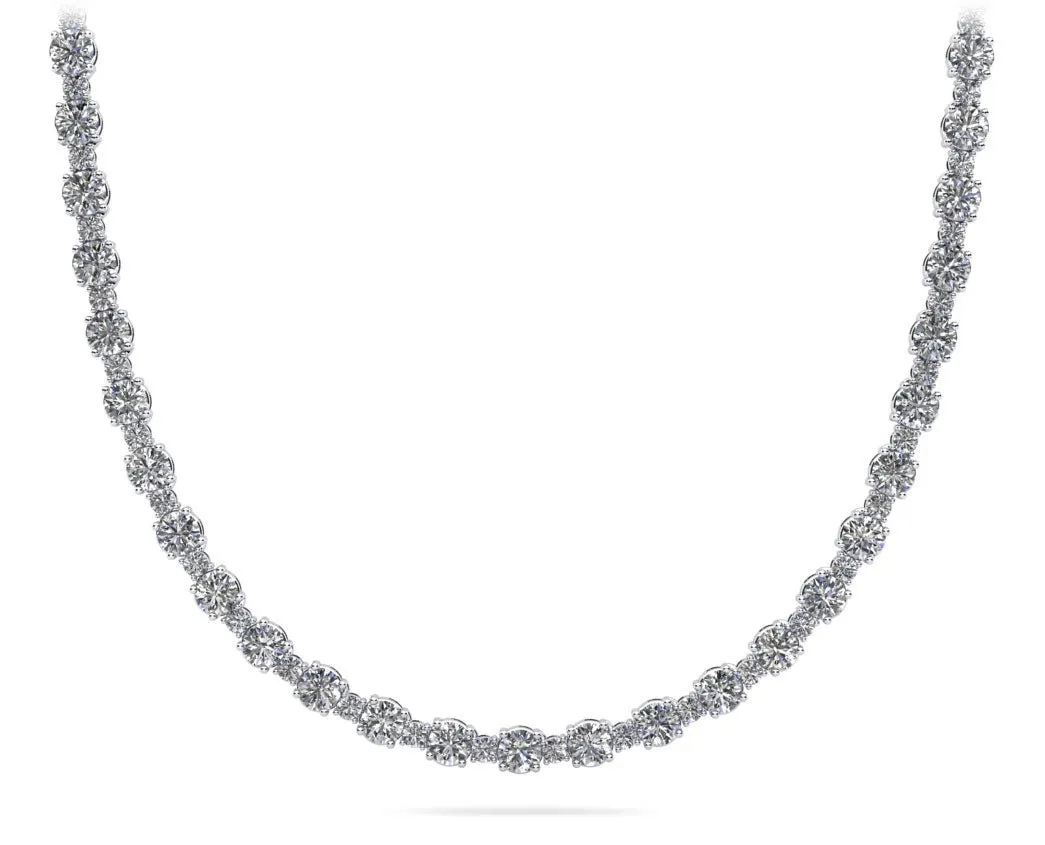 Affectionately Yours Diamond Tennis Diamond Necklace with 10.28 ct.(finished) 1.7mm, 3.1mm