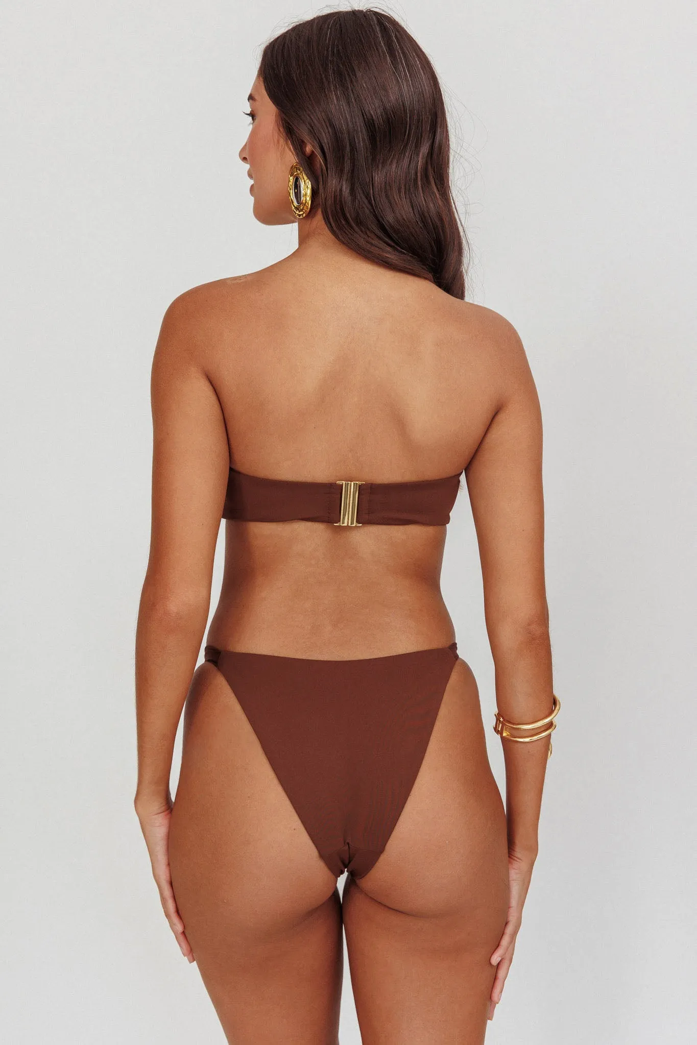 Agape High Cut O-Ring Bikini Bottom Choc