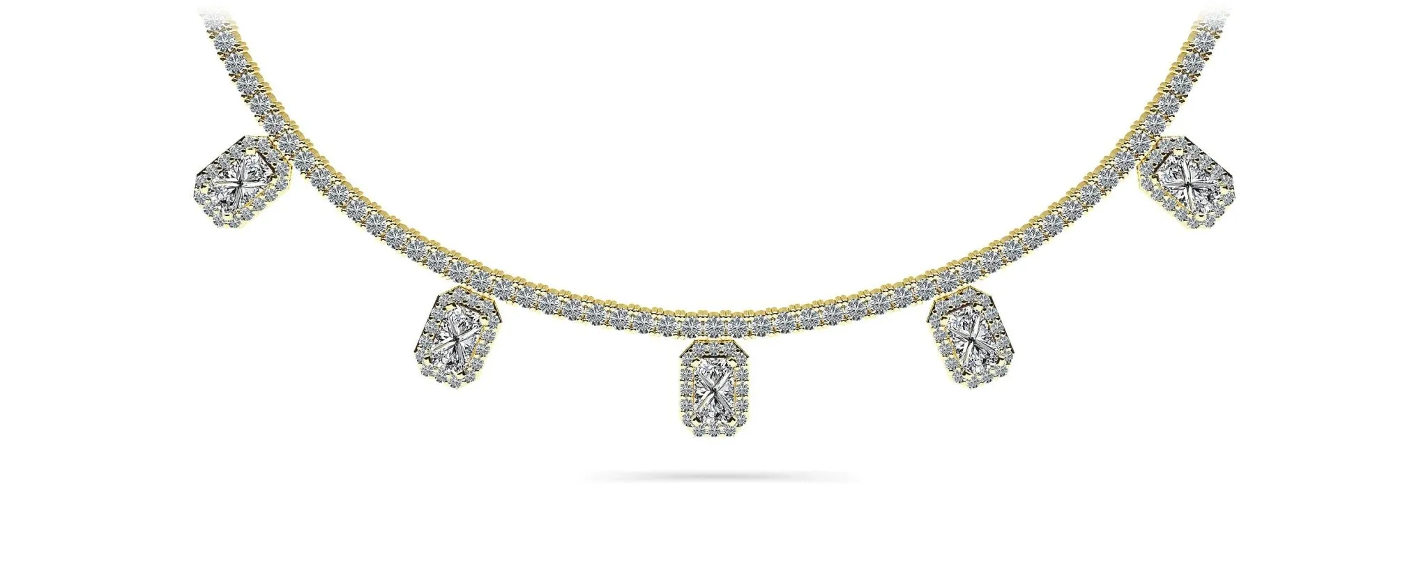 Alluring Diamond Tennis Lab-Grown Diamond Necklace with 9.36 ct.(finished) 6x4mm, 1mm, 2.2mm