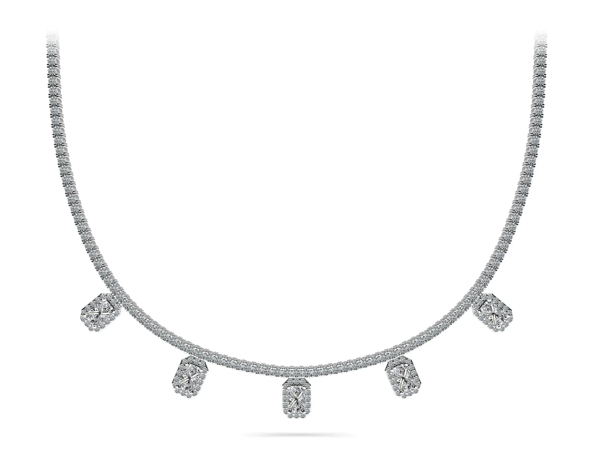 Alluring Diamond Tennis Lab-Grown Diamond Necklace with 9.36 ct.(finished) 6x4mm, 1mm, 2.2mm