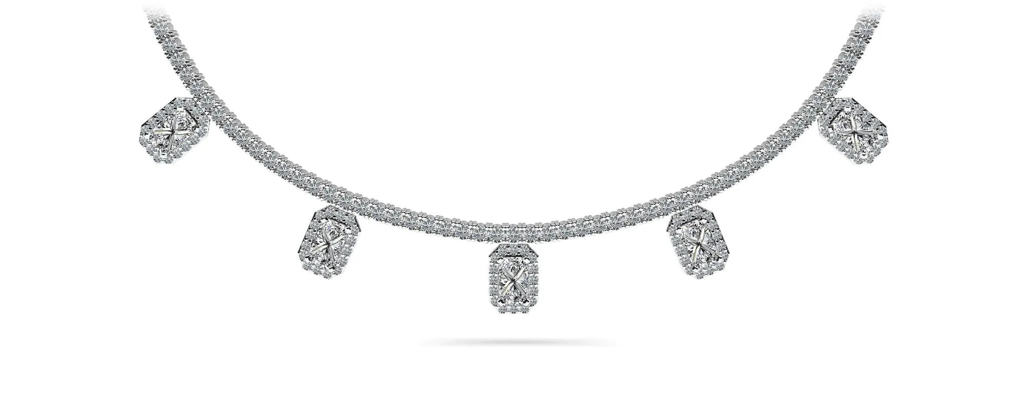 Alluring Diamond Tennis Lab-Grown Diamond Necklace with 9.36 ct.(finished) 6x4mm, 1mm, 2.2mm