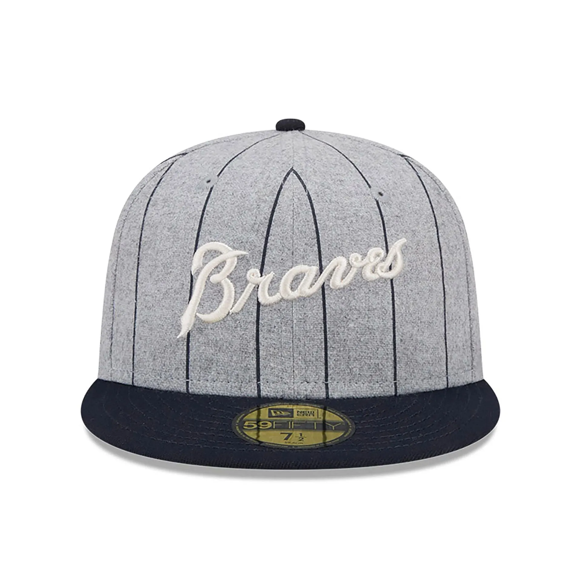 Atlanta Braves Heather Pinstripe Grey 59FIFTY Fitted Cap