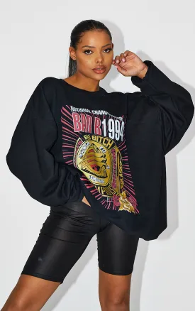 Bad B Championship Ring 💍💍 Oversized Black Sweatshirt