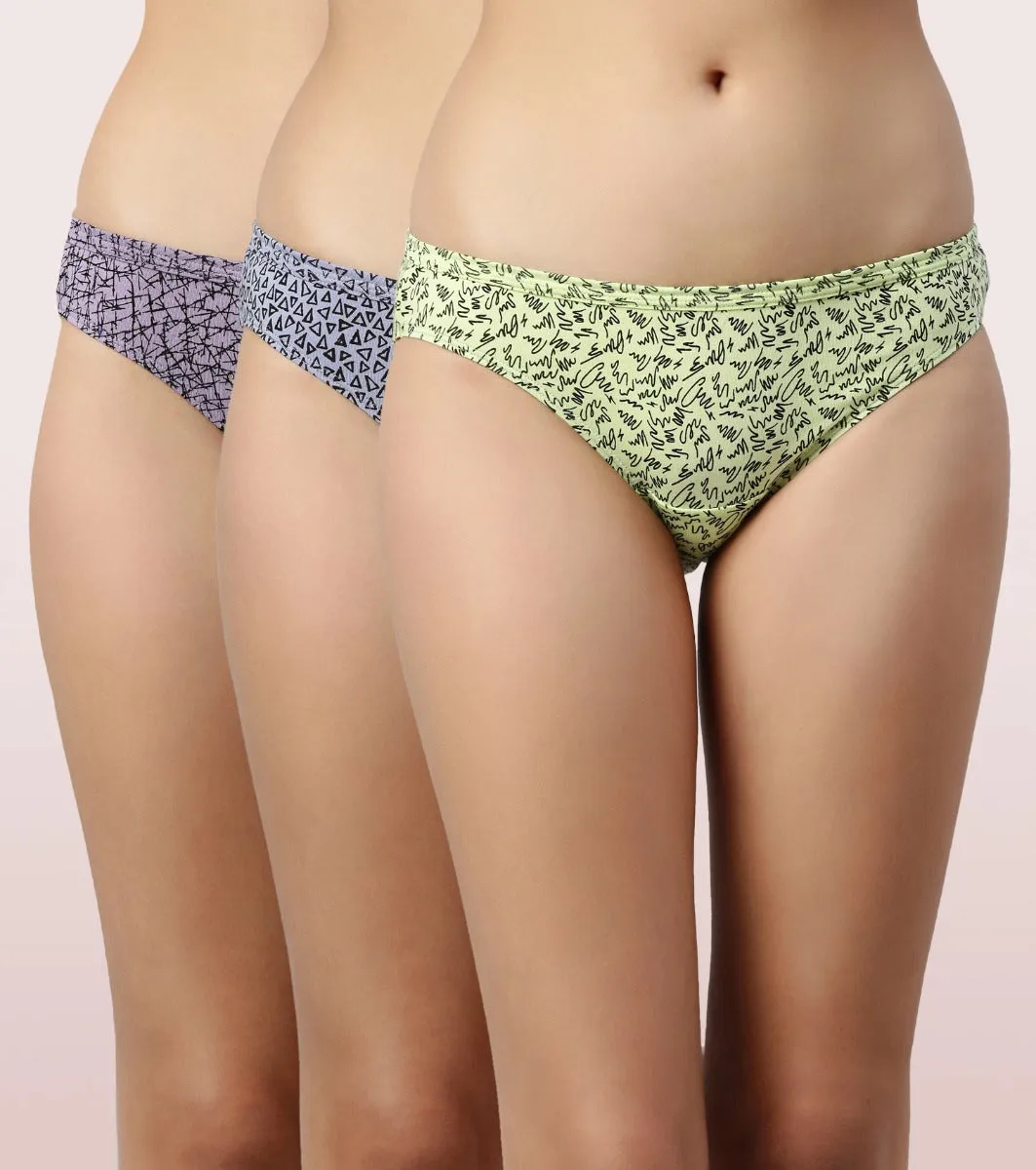 Bikini Panty | Full Coverage & Low Waist | Antimicrobial & Stain Release Finish | Pack of 3 | Colors and Print May vary