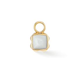 Birthstone April Charm White Quartz Gold