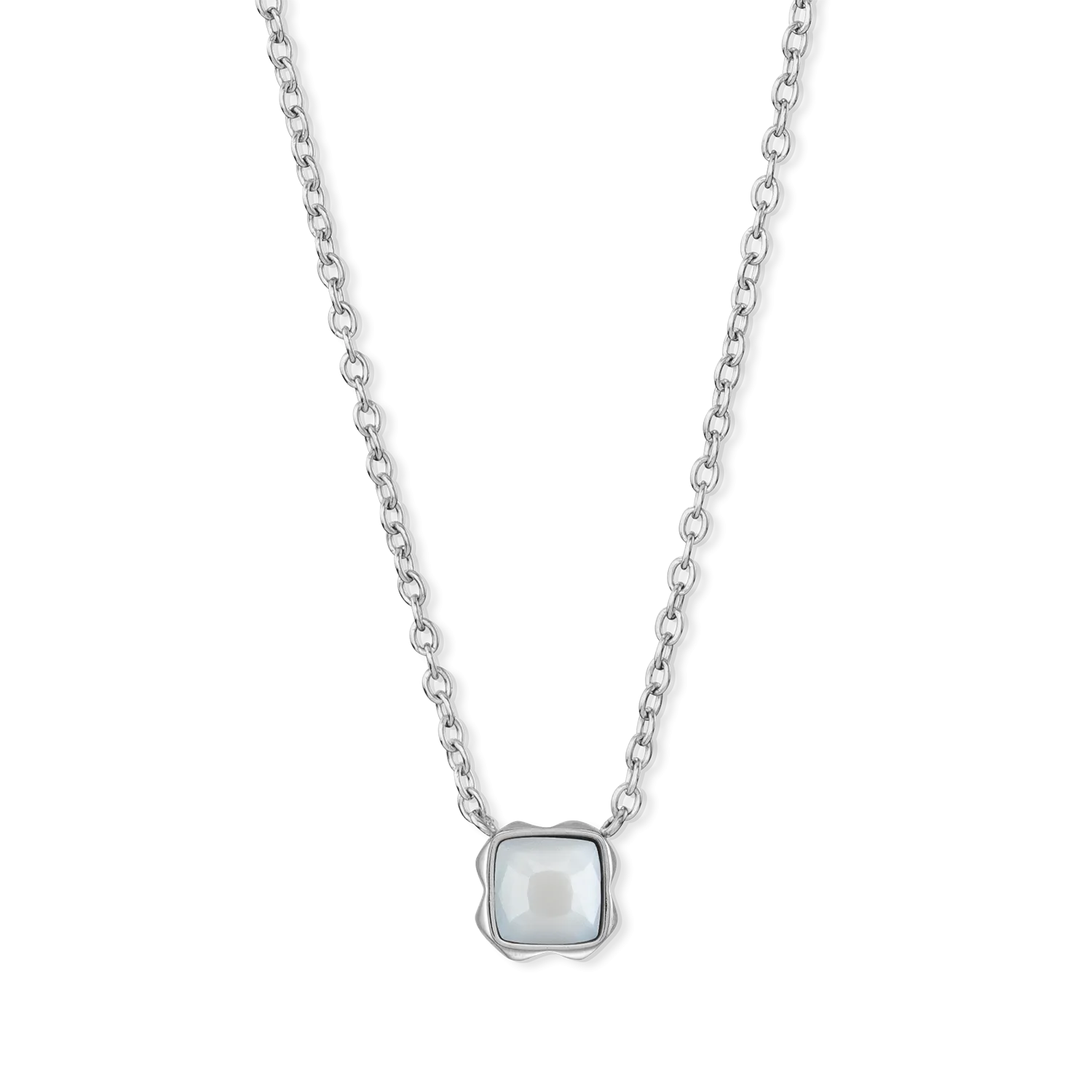 Birthstone April Necklace White Quartz Silver