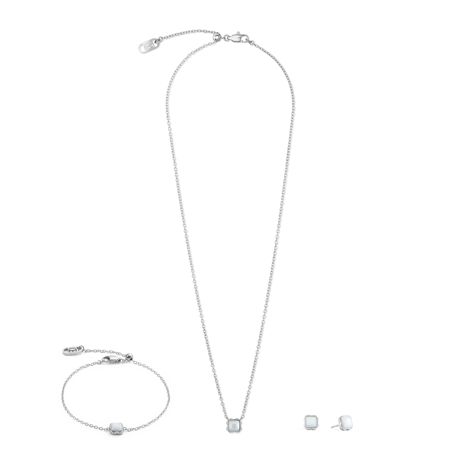 Birthstone April Necklace White Quartz Silver