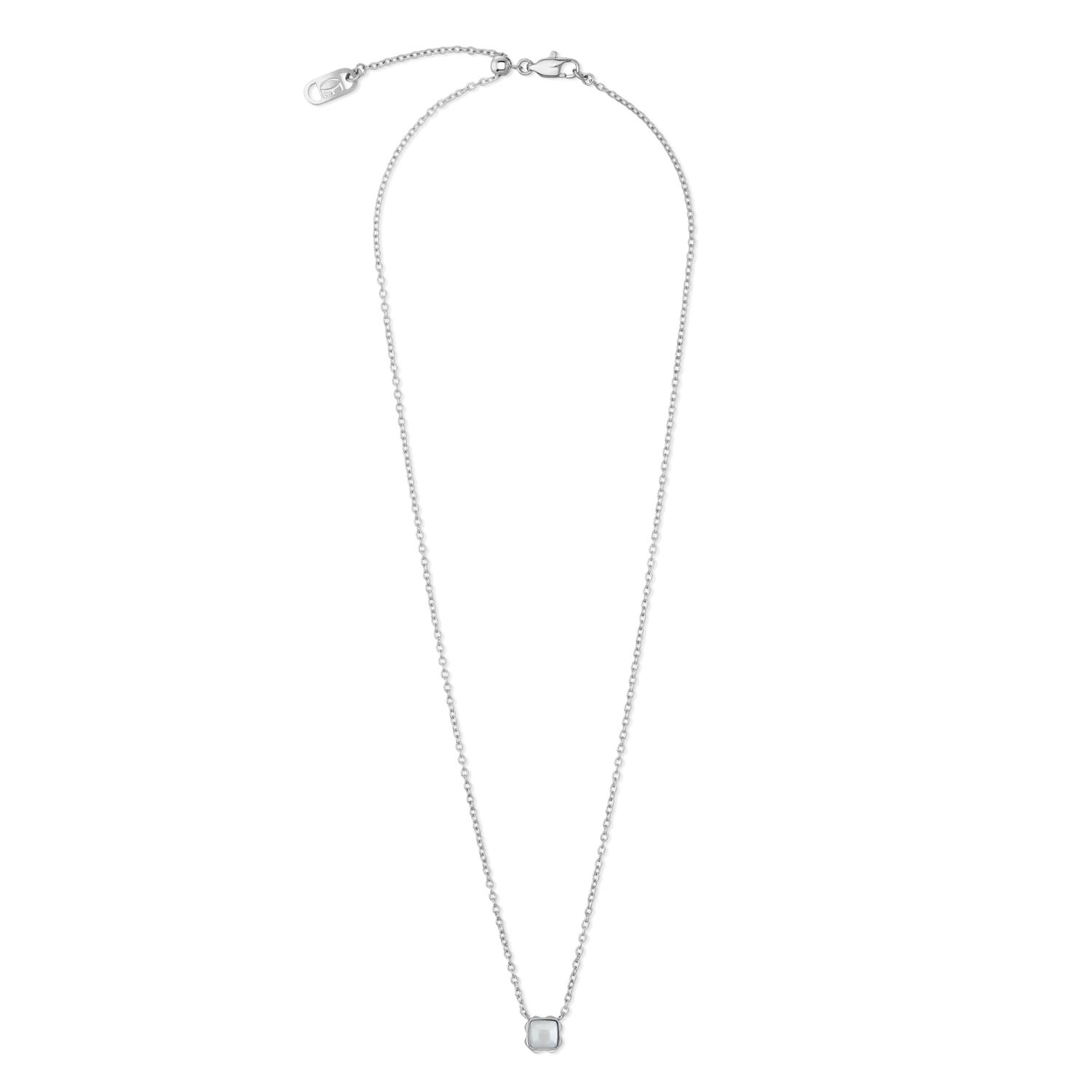 Birthstone April Necklace White Quartz Silver