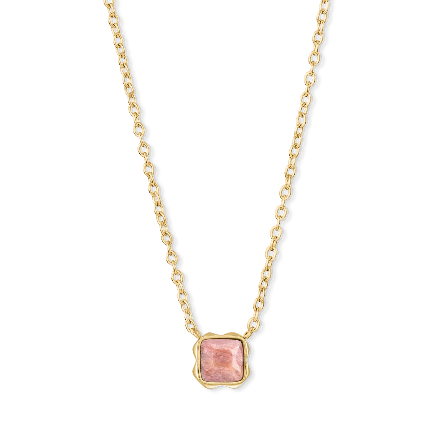 Birthstone July Necklace Rhodochrosite Gold