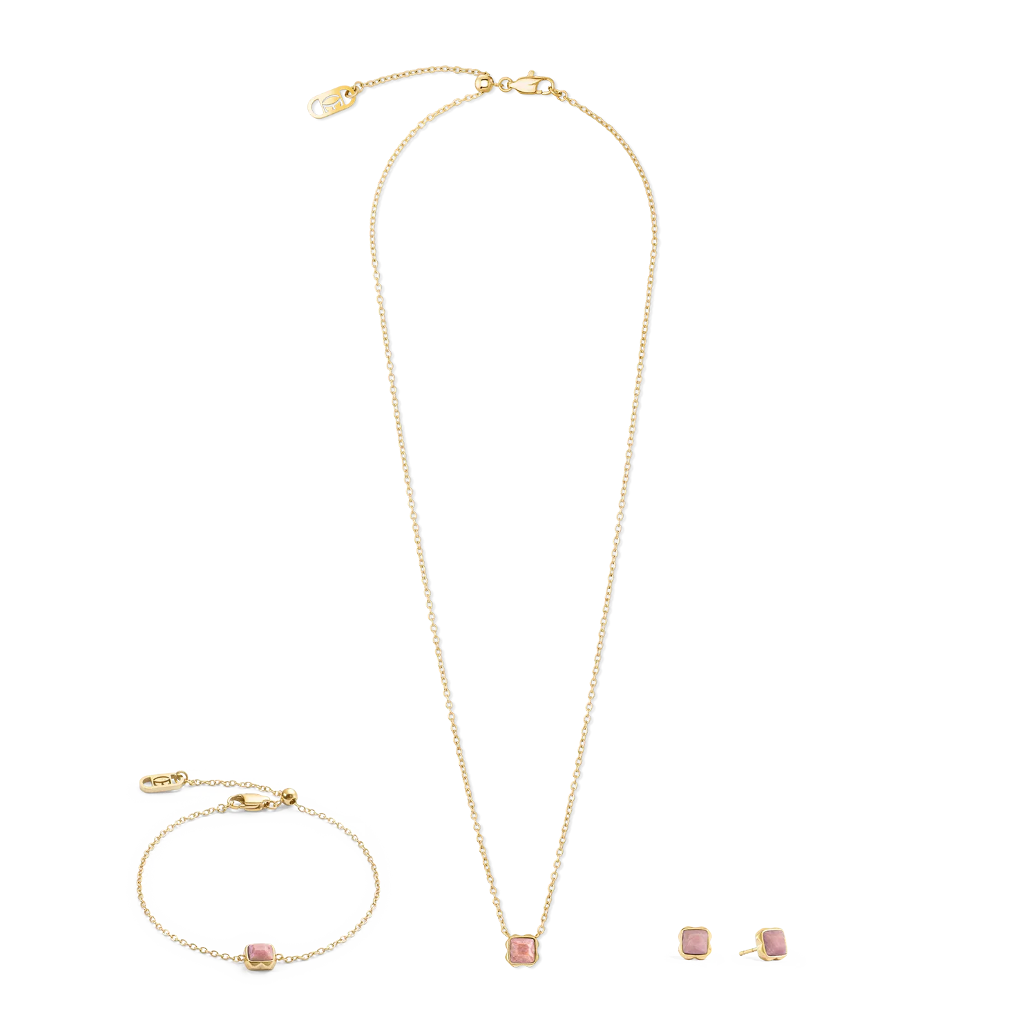 Birthstone July Necklace Rhodochrosite Gold