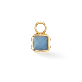 Birthstone March Charm Blue Aventurine Gold