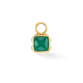 Birthstone May Charm Green Agate Gold