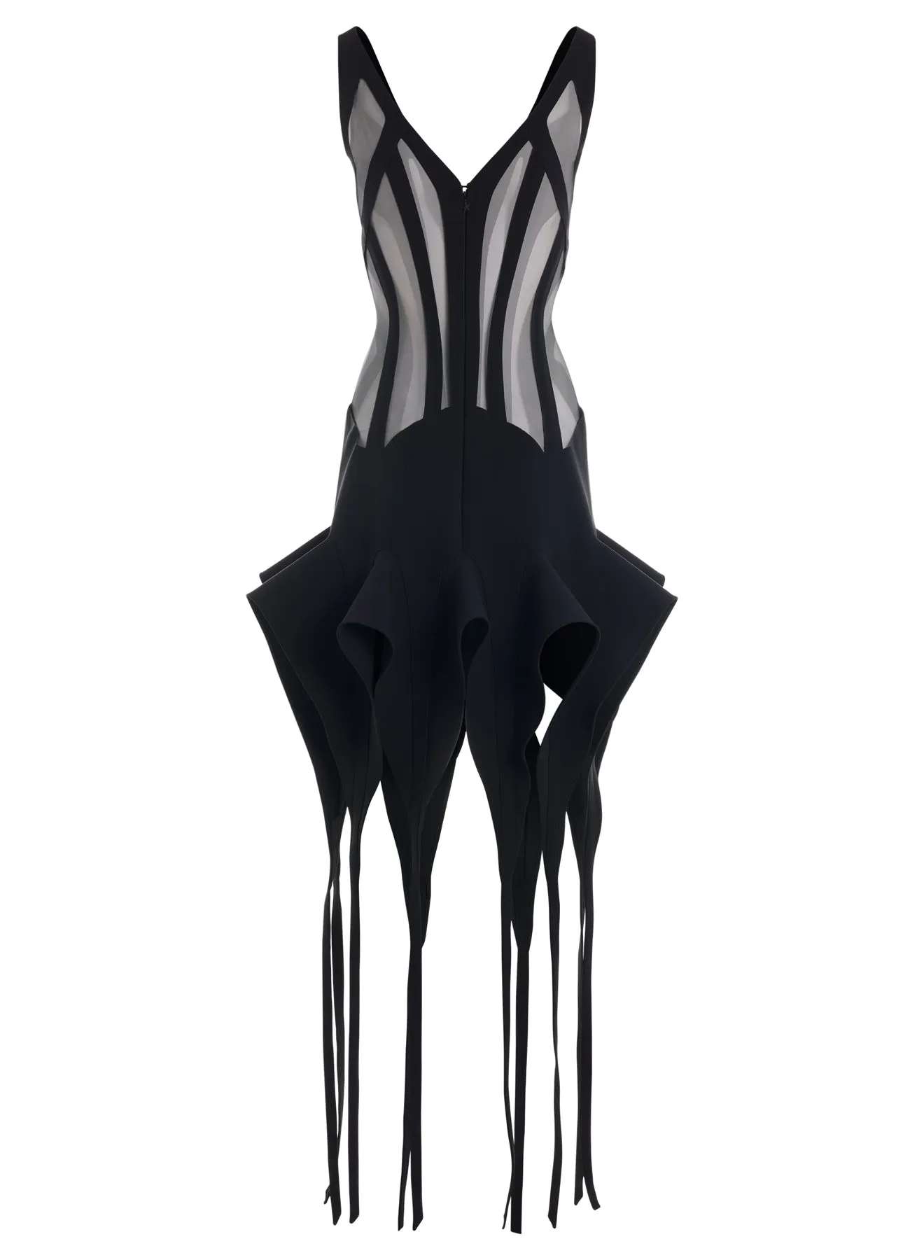 black sheer spike dress