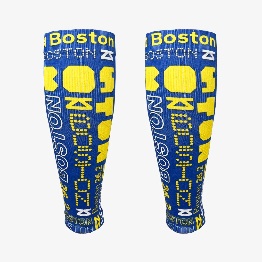 Boston Blue and Yellow Compression Leg Sleeves