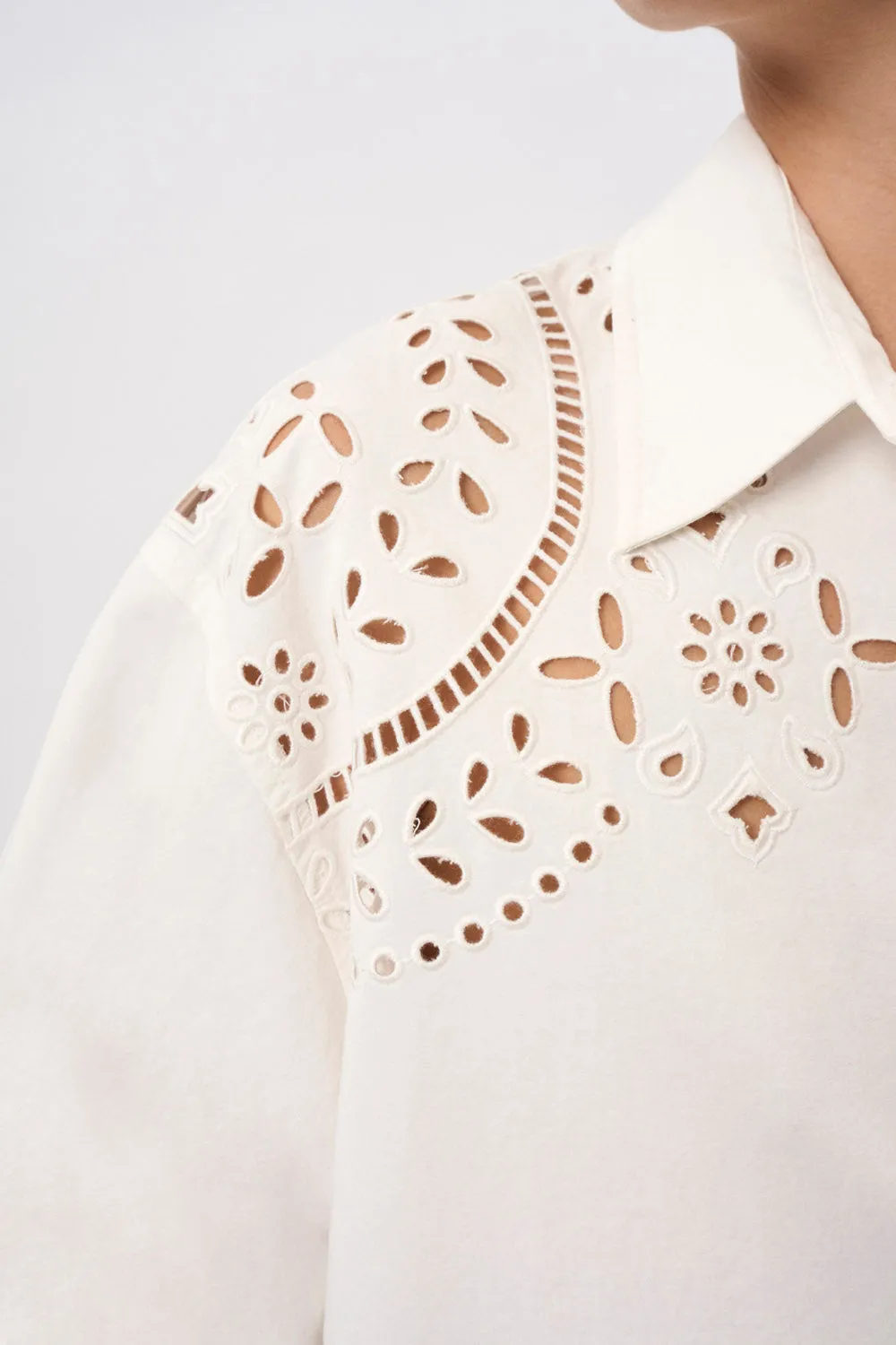 Bowie Broderie Shirt - Ivory