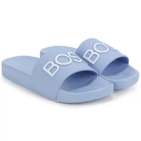 Boys Pale Blue Logo Sliders