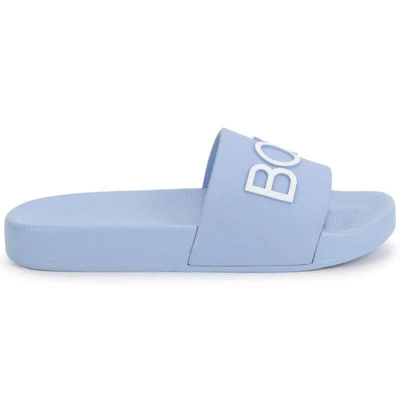 Boys Pale Blue Logo Sliders