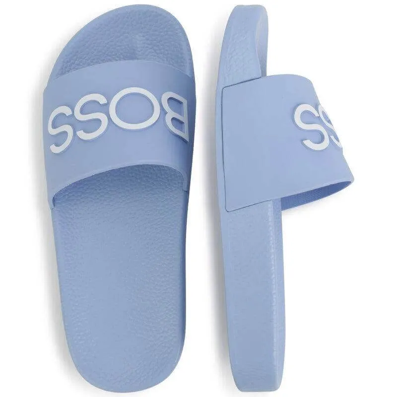 Boys Pale Blue Logo Sliders