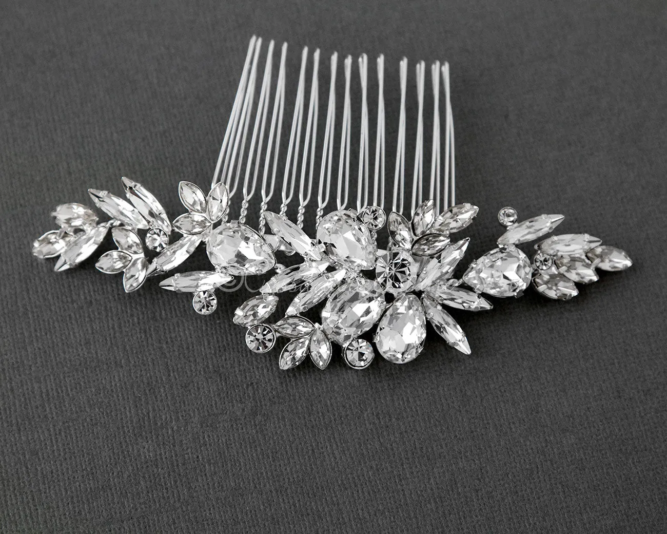 Bridal Comb of Pear and Marquise Stones